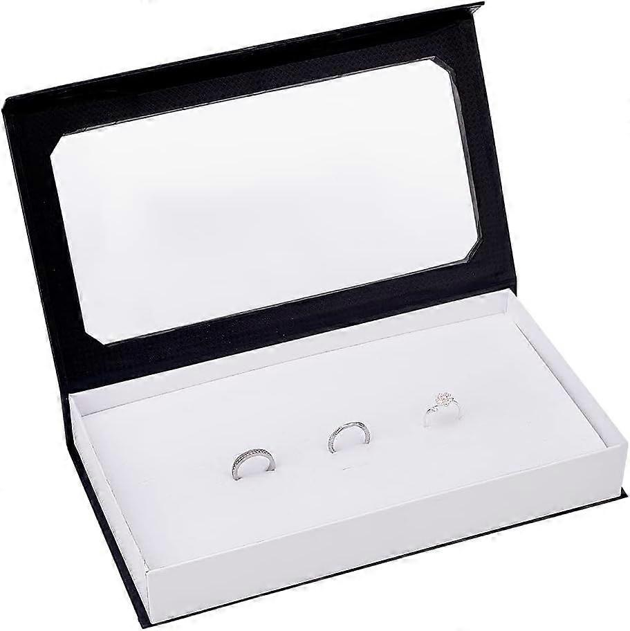 72 Slots Ring Box Storage Organizer Cardboard Paper Ring Box with Transparent Lid Ring Storage Display Box Case Tray Holder with White Padding Ring Sh