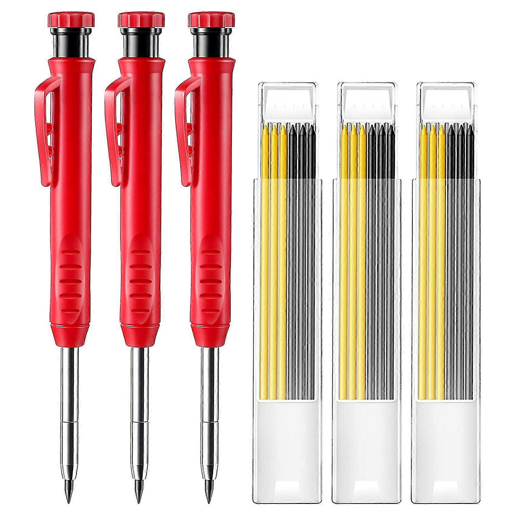 Solid Carpenter Pencils With 18 Refills, For Woodworking Architects