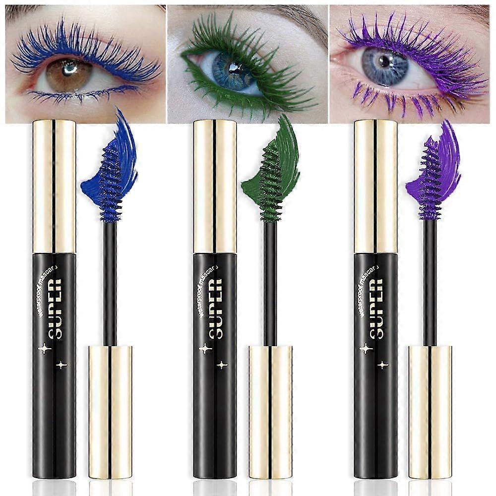 SBSGV Colored Mascara for Eyelashes Set,Colorful Waterproof Mascara for eyelashes Long lasting Charming Mascara (Blue &Green &Purple)