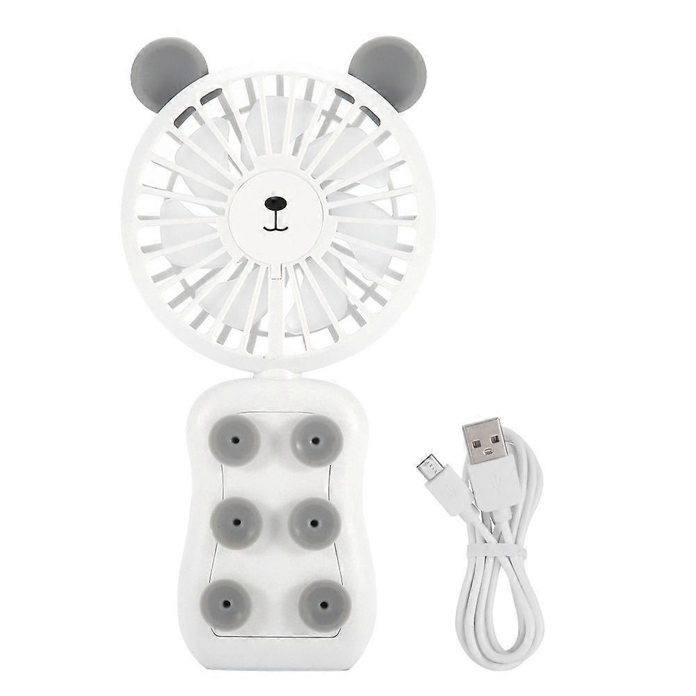 1Pc Mini Desktop Fan USB Rechargeable Small Nightlight Fans Wind Adjustable(White)