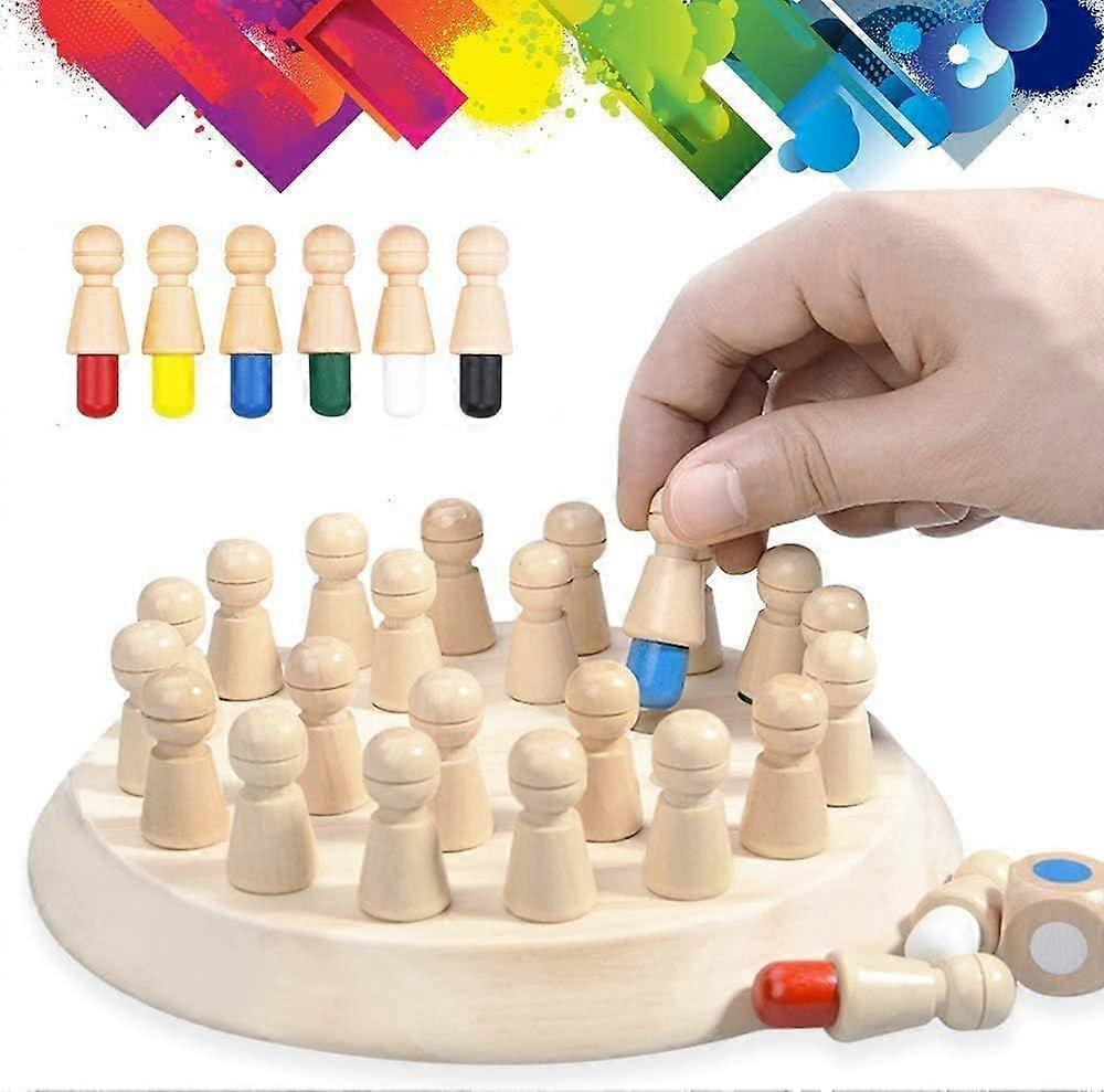 Wooden Memory Match Stick Chess Game, Hirger Color Memory Chess, Funny Block Board Game,Memory Match Stick Chess Game,Parent  Child Interaction Toy, B