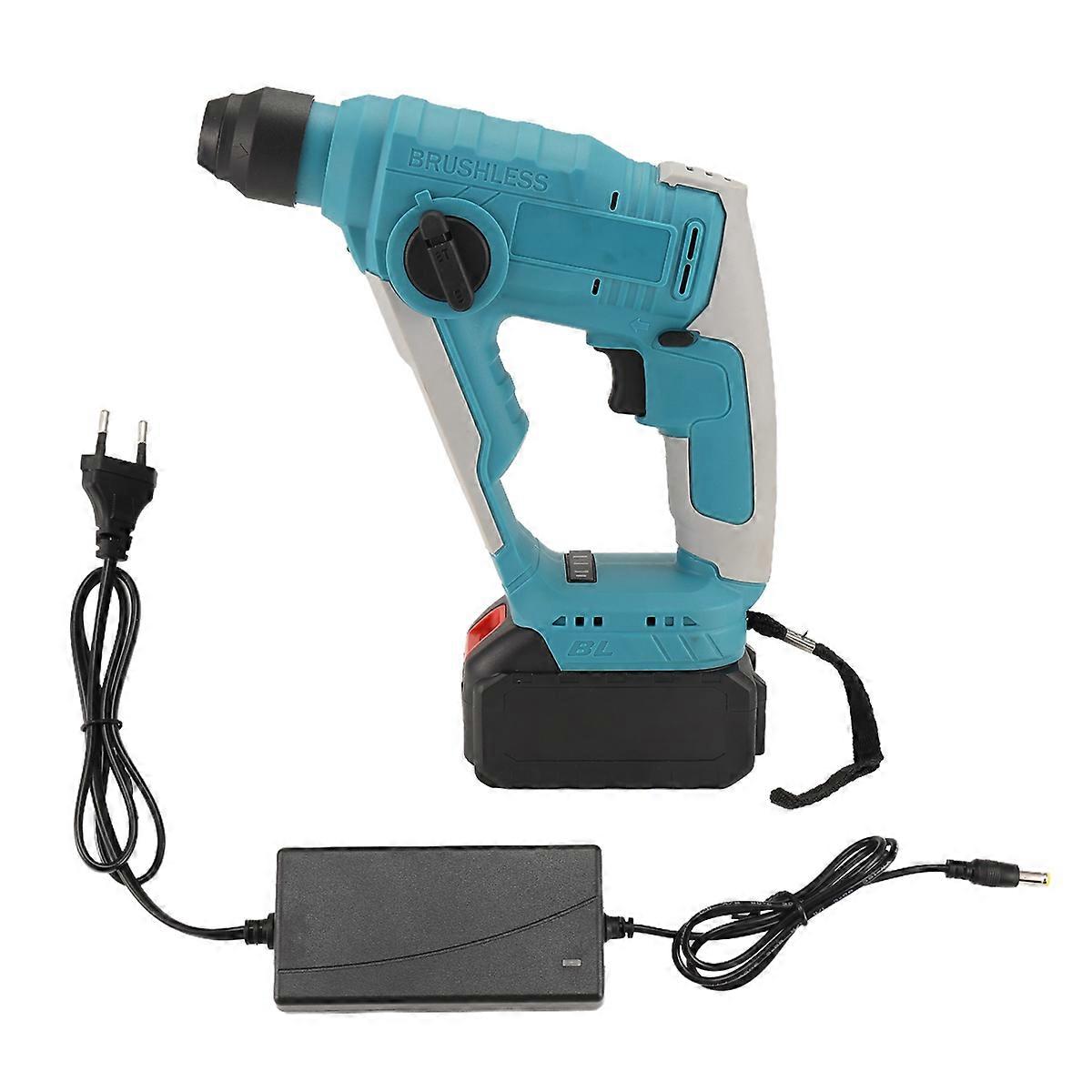 Brushless Hammer Drill, SDS-Plus Cordless Hammer Drill for Concrete Masonry,Stones, Household Lithium Hammer EU Plug