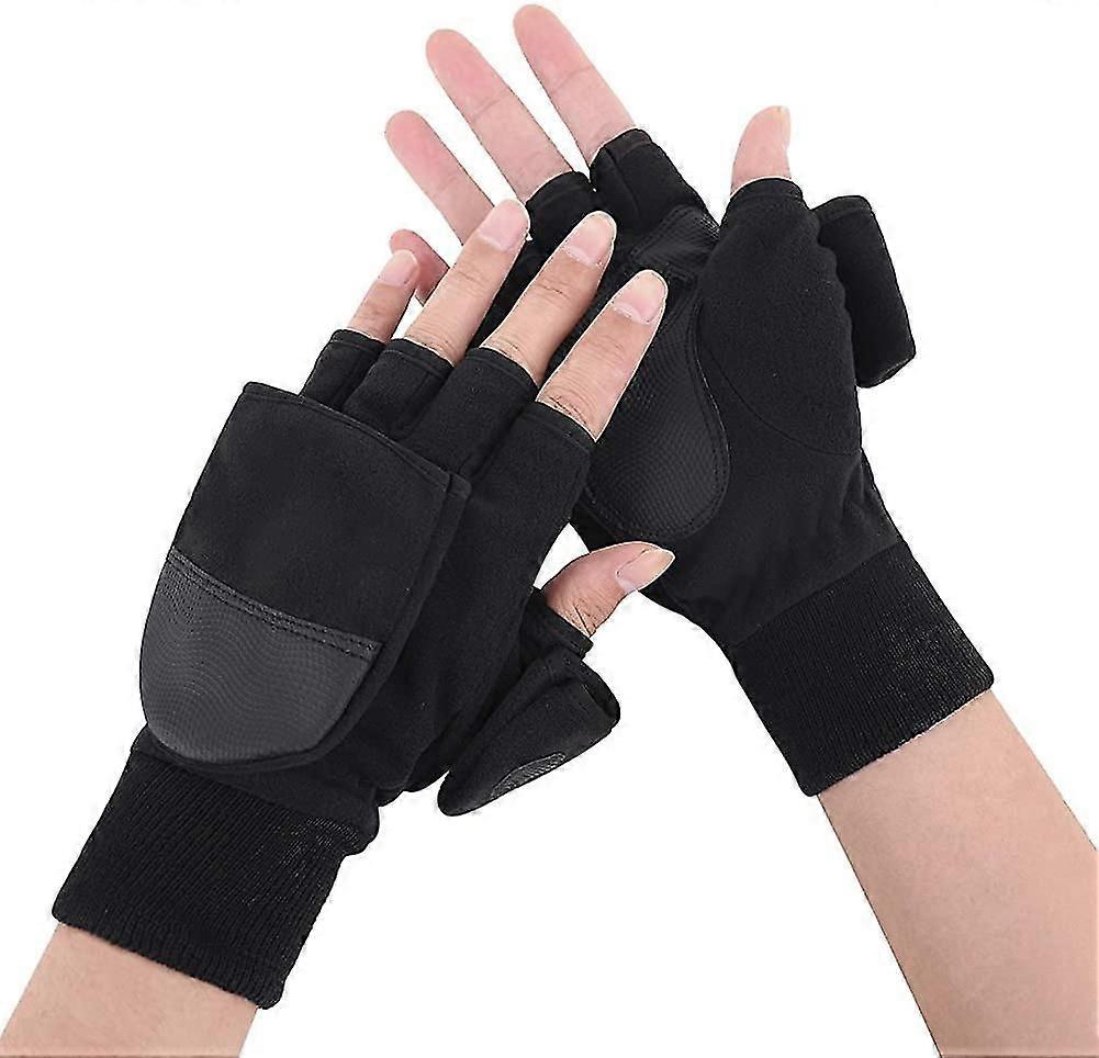 Men's Gloves Winter Warm Half-finger Mittens Double-function Winter Gloves
