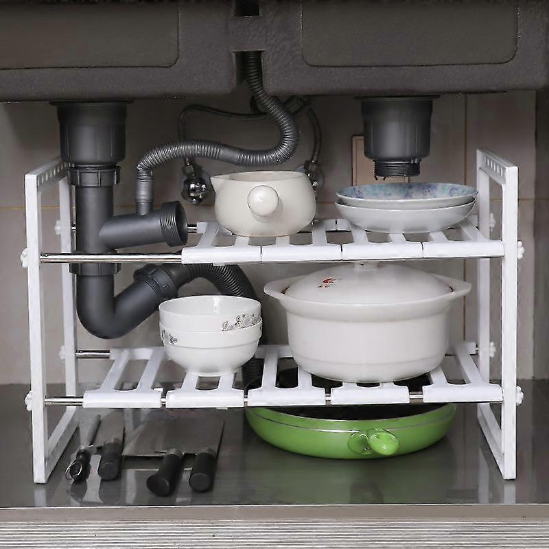 Adjustable 2 Tier Under Sink Shelf Kitchen Storage Organize Rack Holder Home Expandable Shelf Storage Organizer