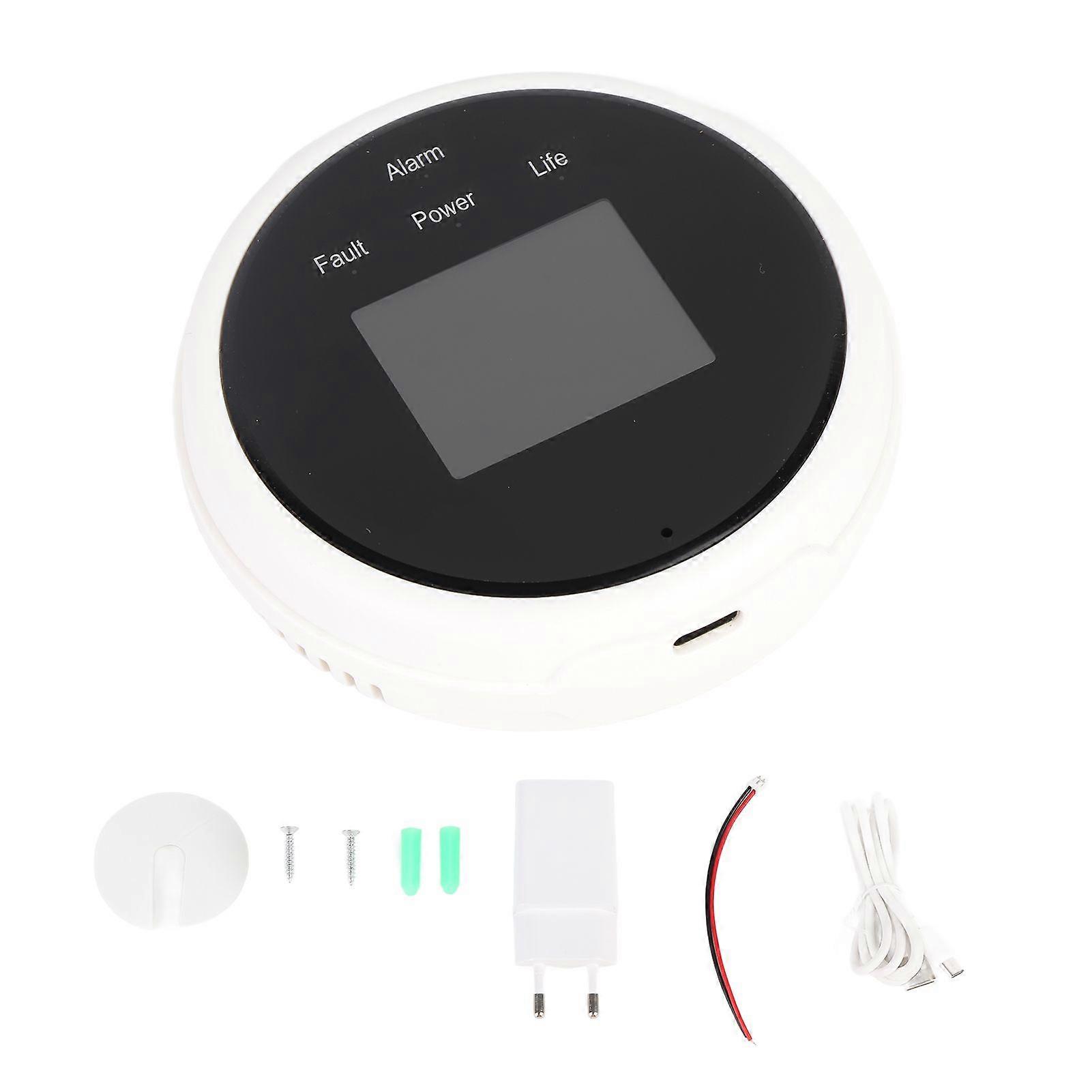 Wifi Gas Leak Detector and Fire Alarm LCD Display Wall Mounted APP Control Smart WiFi Gas Tester Methane Alarm Buzzler with Sound Light Voice Prompt f