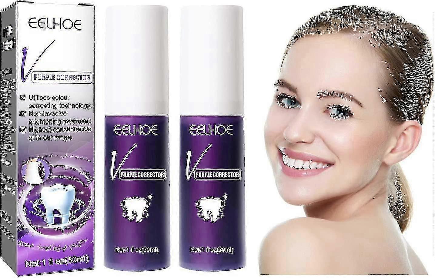 Purple Toothpaste For Teeth Whitening,v34 Color Corrector Toothpaste,sensitive Teeth Stain Remov