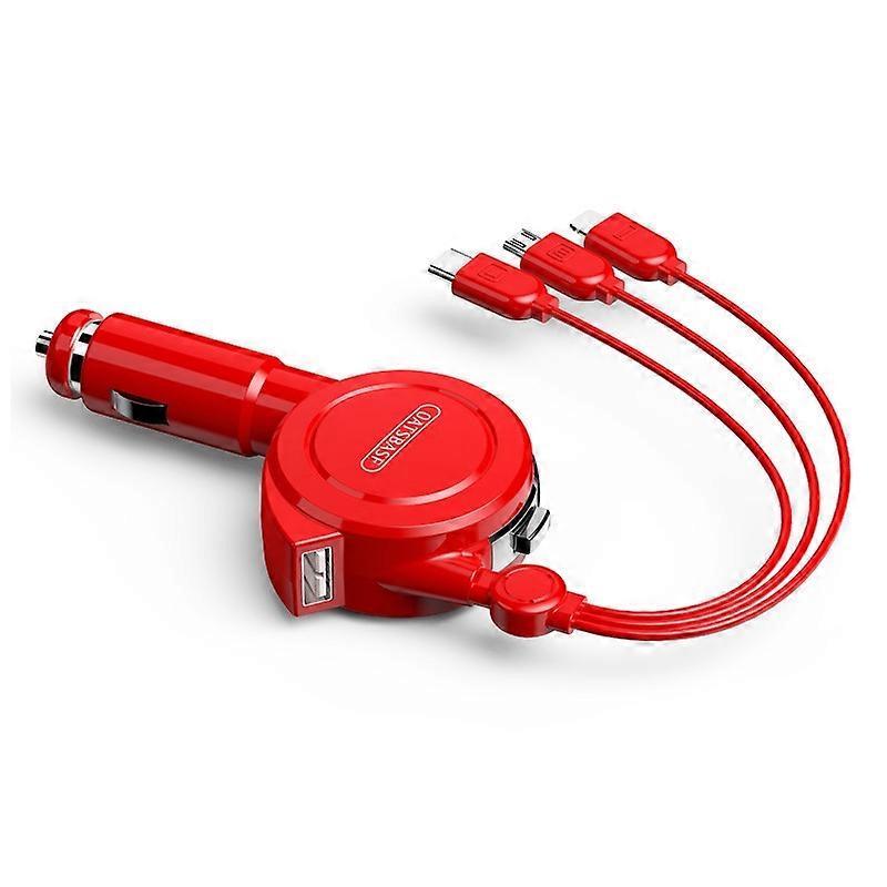 Oatsbasf 3 in 1 Multifunctional Car Charger Data Cable, Colour: 1M（Red）