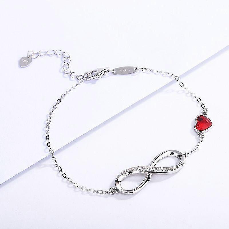 スターリングシルバー925ブレスレット調節可能な女性のブレスレット、シルバーブレスレットジュエリーGIF女性の誕生日母の日赤