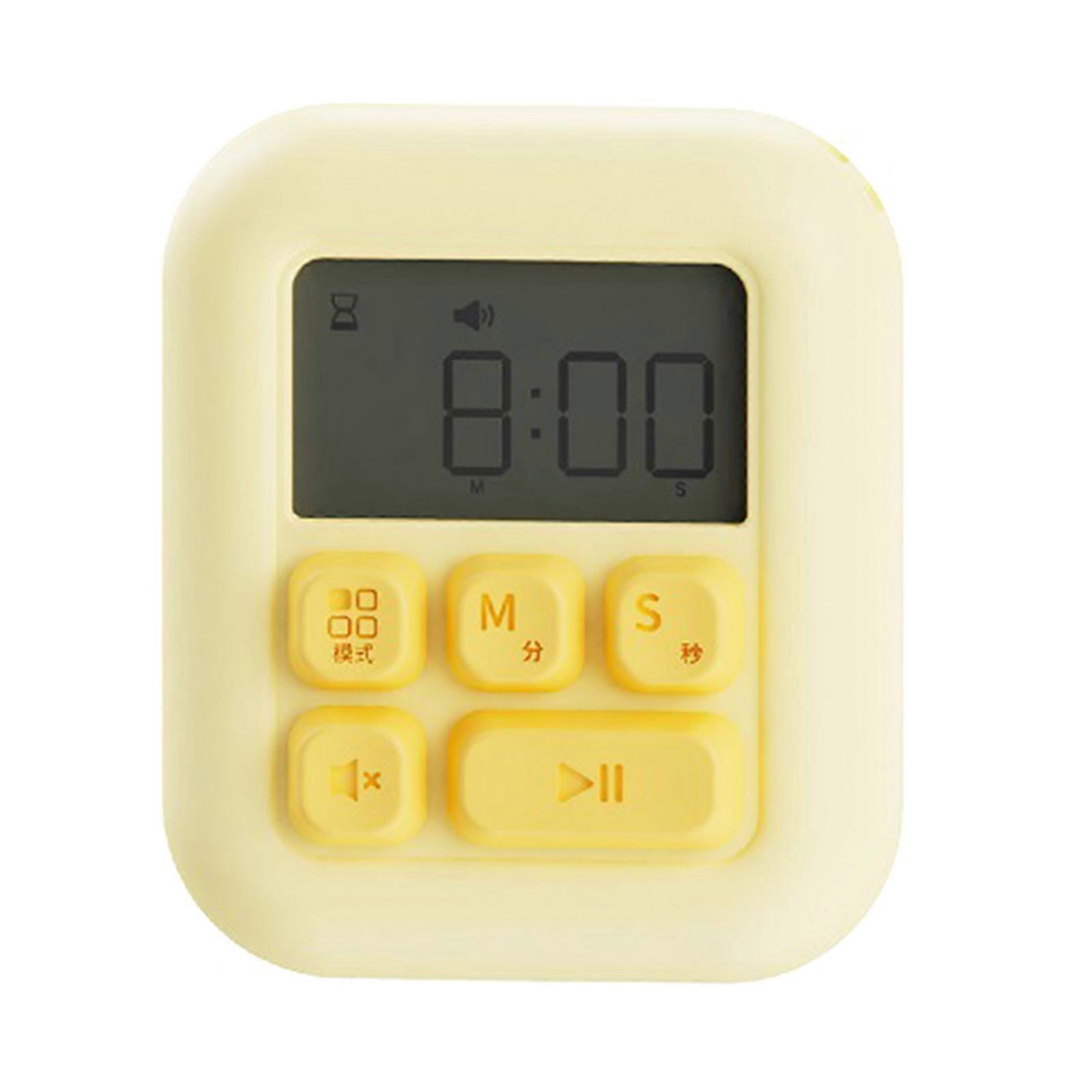 Kitchen Timer Magnetic Digital Timer for Cooking Countdown Reminder Stopwatch Time-Manager Alarm Clock with Time Display  Yellow