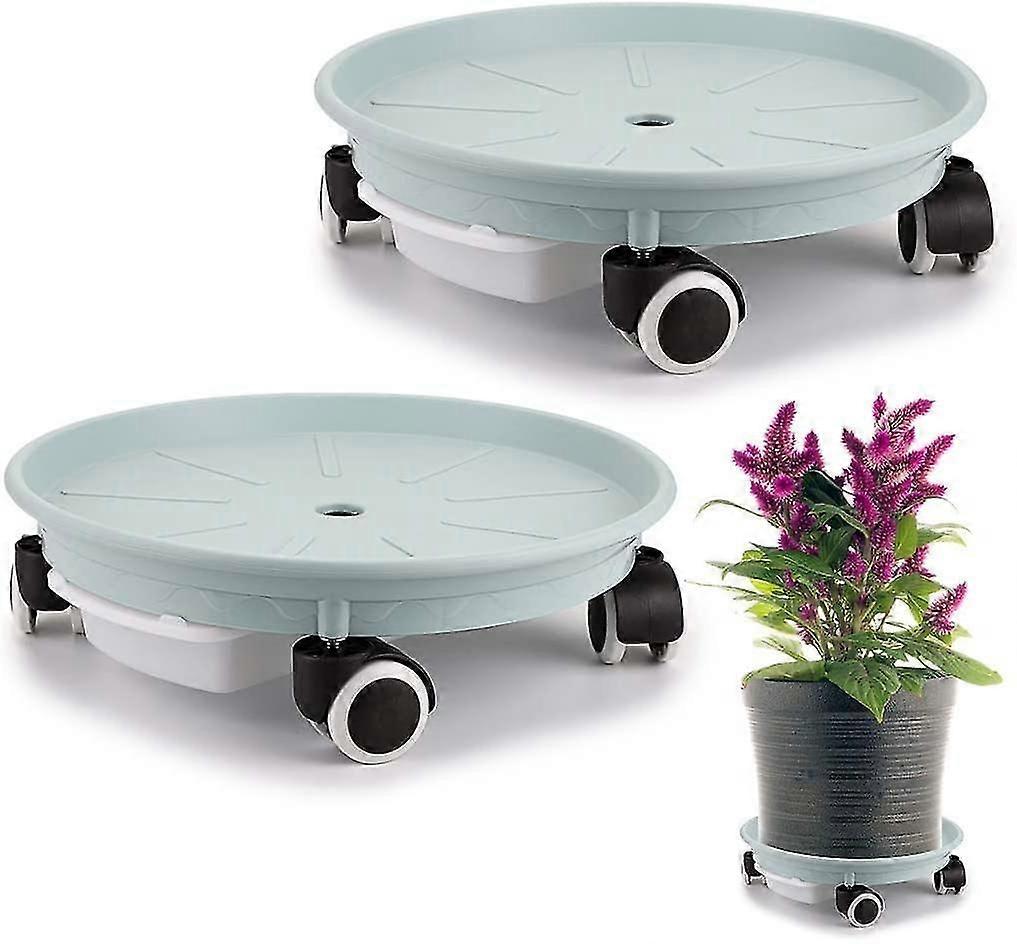 2パック植物キャディ34cm、植木鉢の負荷のための水容器と植物パレット