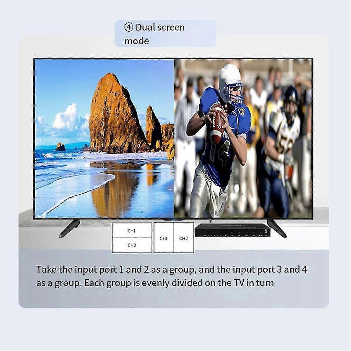 Screen Splitter Model MV4341 Four Screen -Compatible Splitter 4K Resolution 30HZ Multi-Function Splitter EU Plug jn