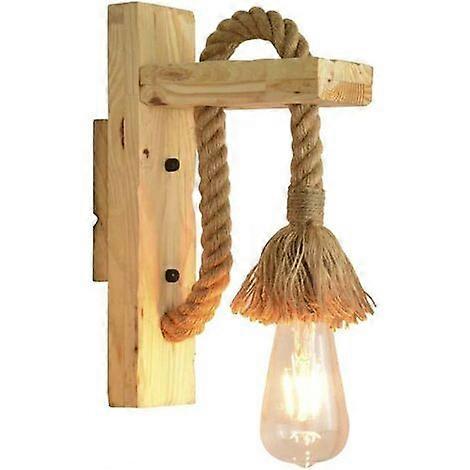 Vintage Industrial Style Hemp Rope Wooden Wall Lamp, Retro Design Enhancing Room Aesthetics with Natural Materials for Multi-functional Application