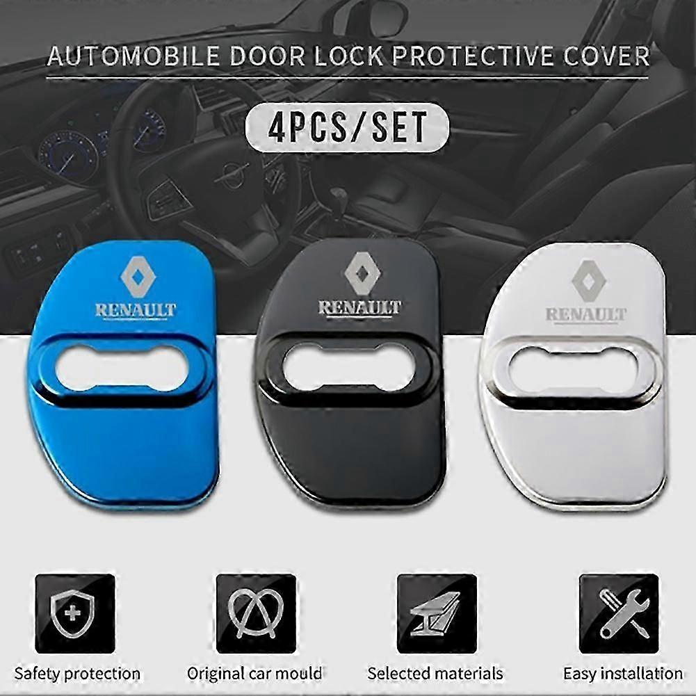 thumbnail image 2 of Feier47 4PCS Stainless Steel Door Lock Striker Cover Set For Mazda – Brushed Chrome, Self-Adhesive 2 of 4