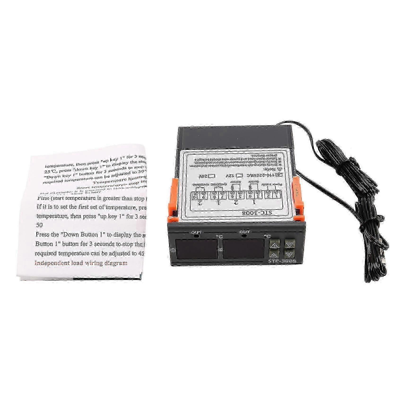 Stc-3008 110-220v Dual Digital Thermostat Temperature Controller For Incubator Thermostat Hygromete f54