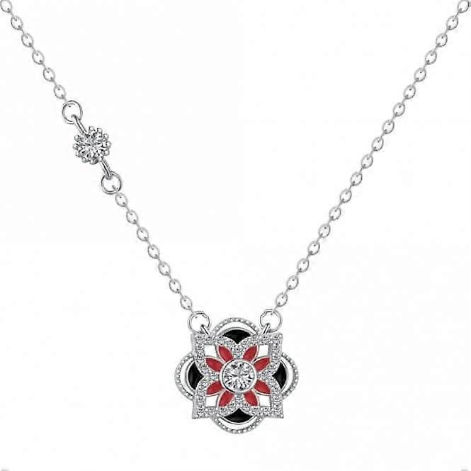 Sterling Silver Rhodium Plated Sparkling Zirconia Lucky 4 Leaf Necklace ERLN027