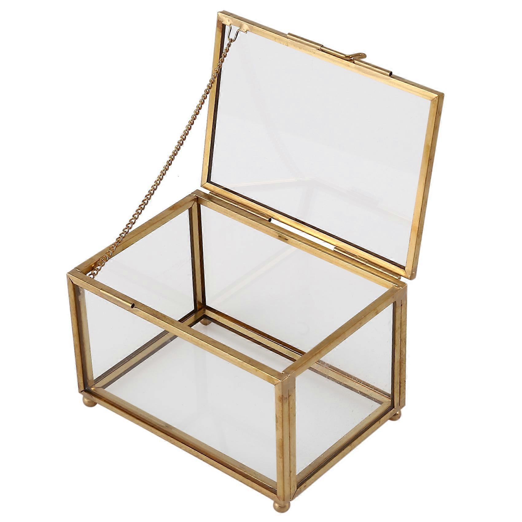 Geometric Glass Style Jewelry Box Table Container For Displaying