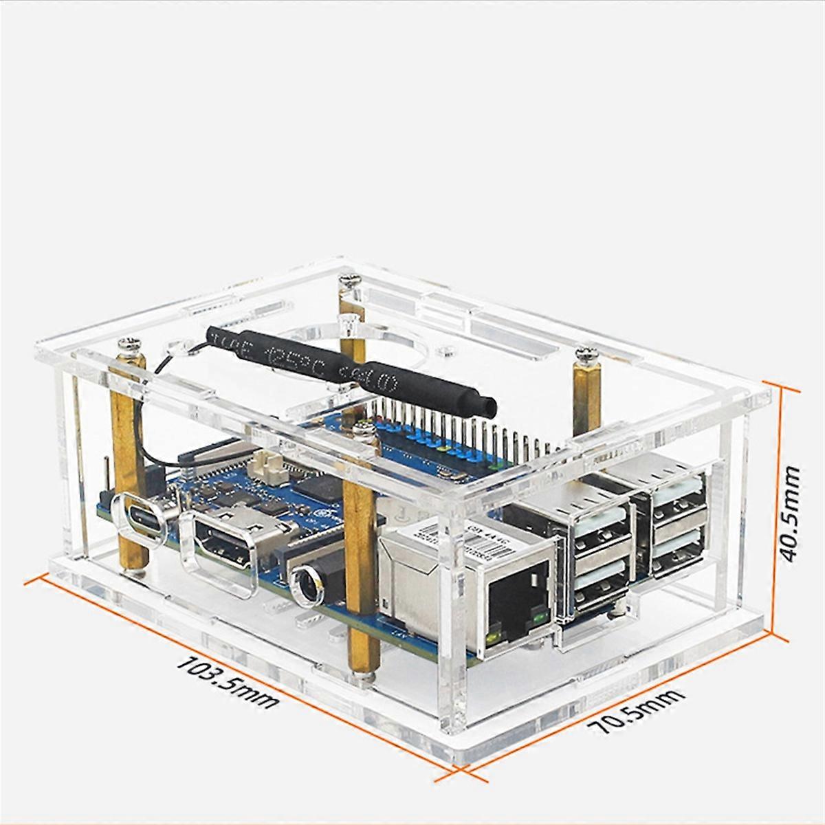 Acrylic Case Transparent Enclosure Active Passive Cooling Shell Cooling Fan Heatsink for 4A with Fan