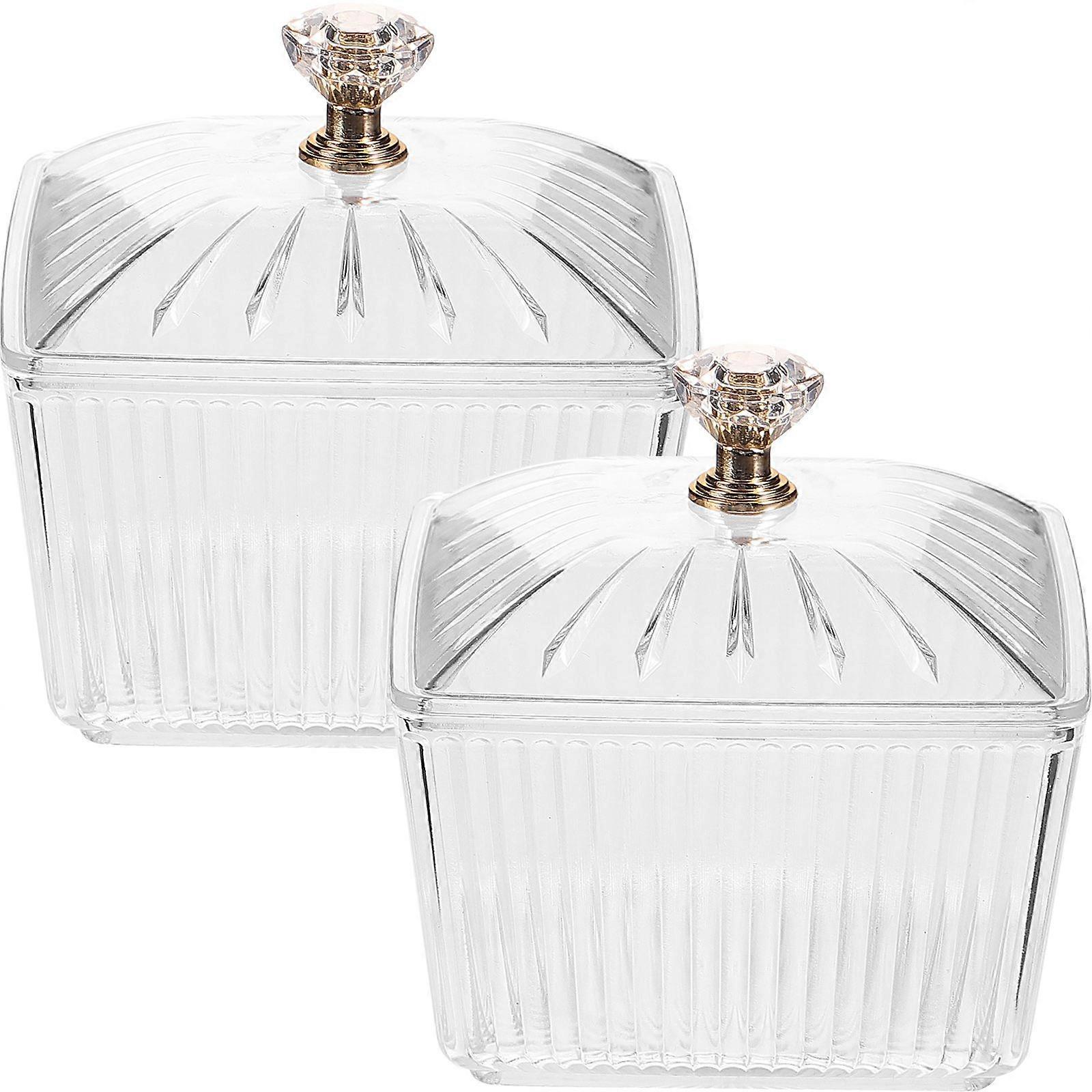 2Pcs Sweets Jars Candy Jar Sugar Snacks Bowl Cookie Container Buffet Storage Container with Lid