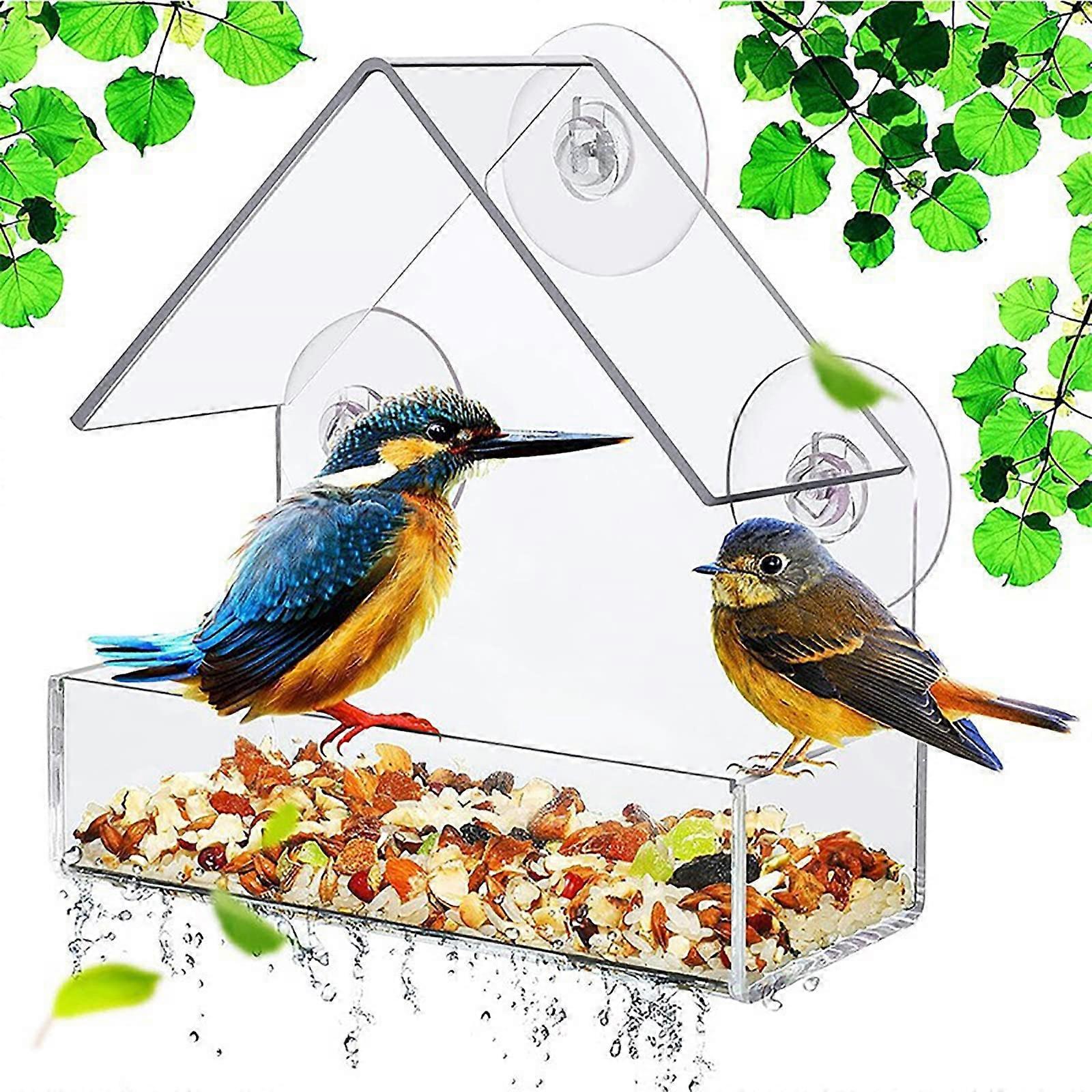 Clear Transparent Bird Feeder for Outside Balcony