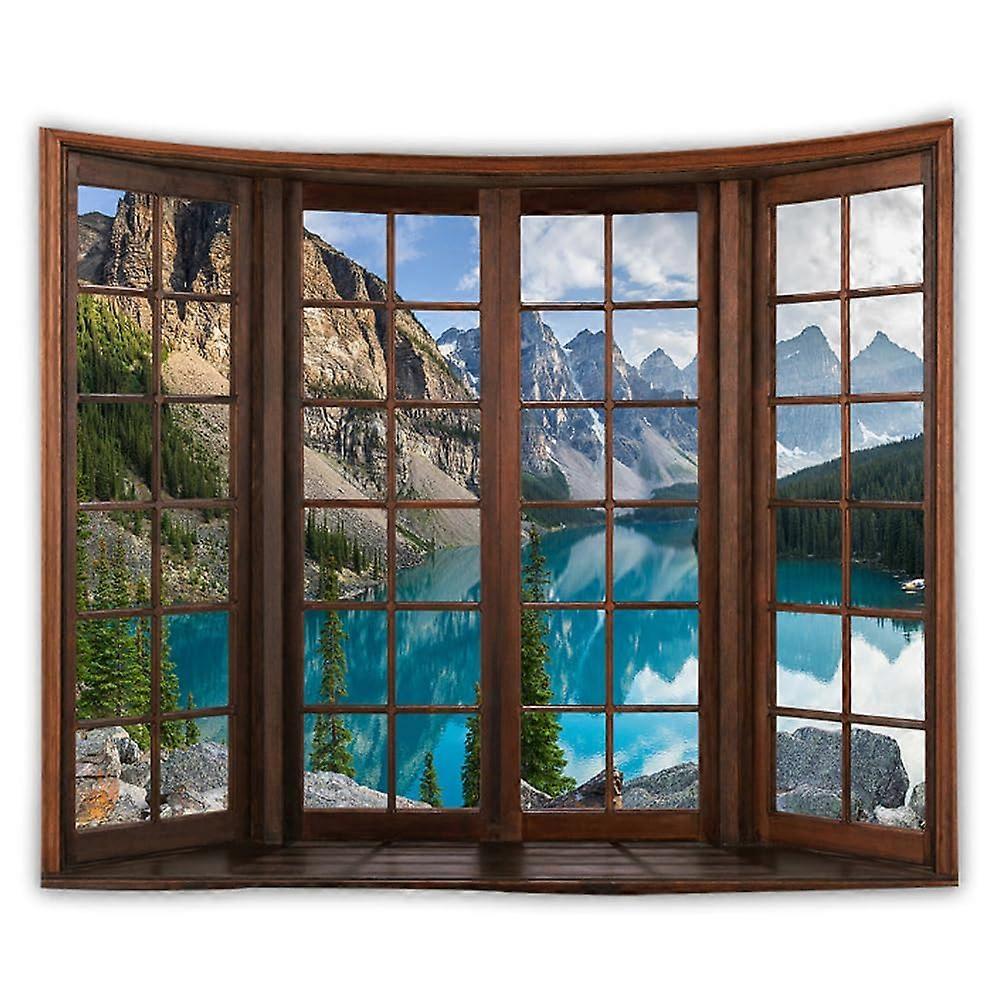 Forest Scenery Wall Mountain Tapestry 59 x 59 Inch Large Size for Home Decoration Bohemian Style Polyester Fabric
