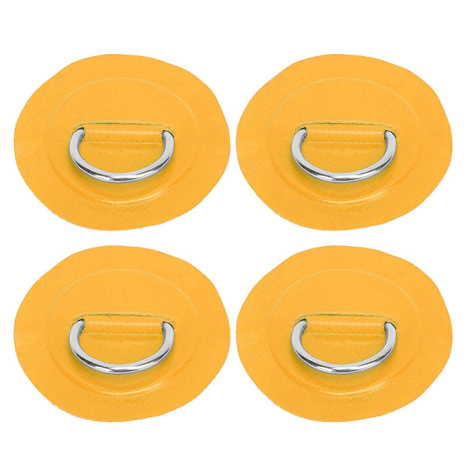 4 Pcs PVC Patch Elastic Rope Set D Ring Pad Bungee Cord Set Stainless Steel D Ring PadYellow