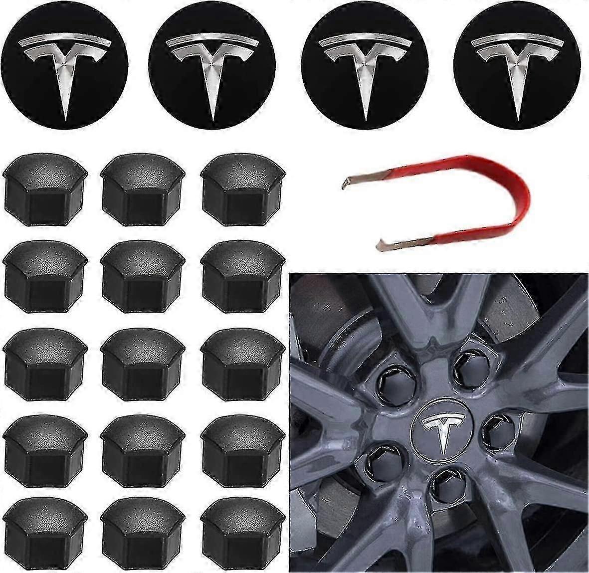 For Tesla Hjuldekselsett Hjuldekselsett Sentermutterdeksel Hjuldeksler Ettermontering for Model Y-modus 3-modus S-modus X Boris