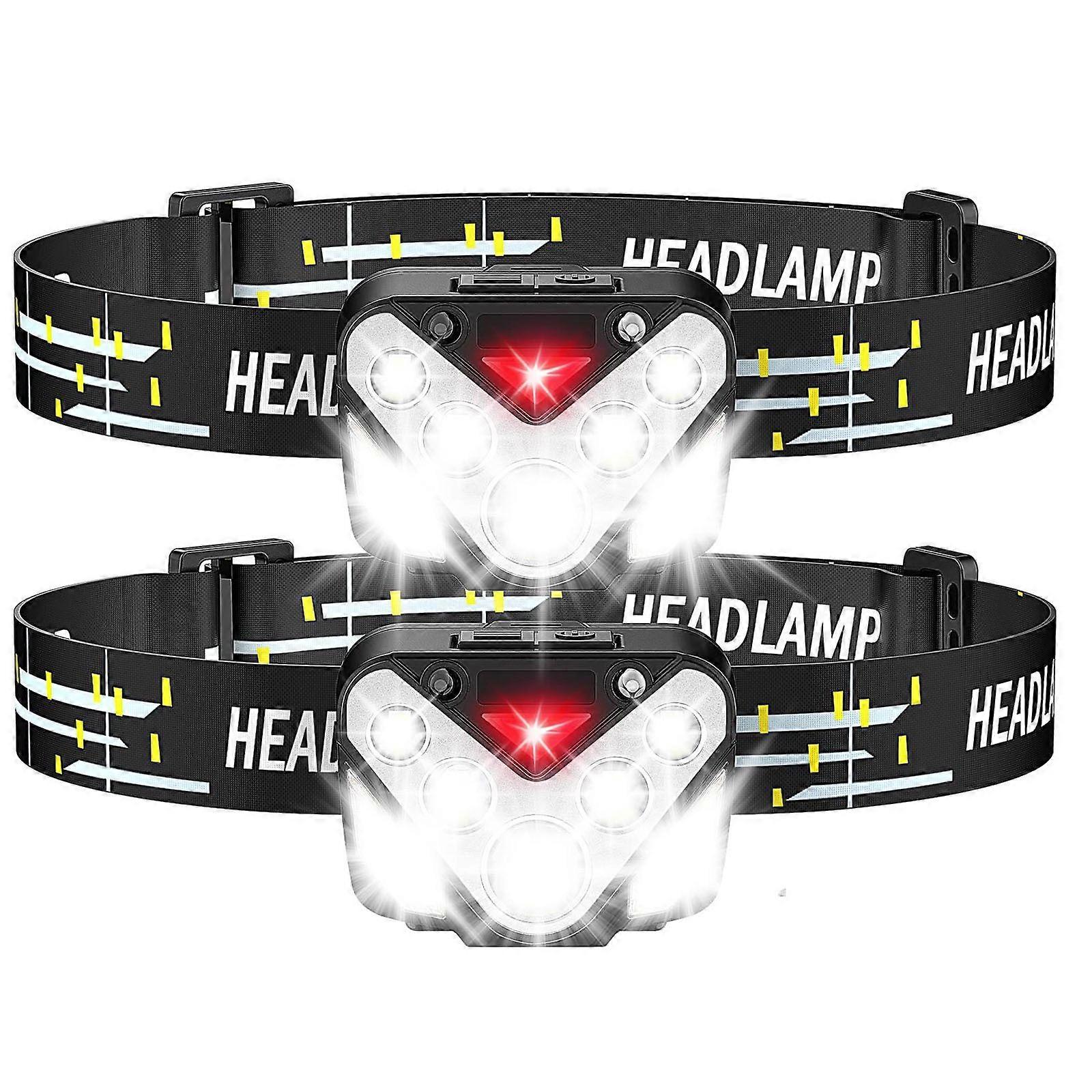 Headlamp LED [2 Pack], Headlamp Battery Operated Super Bright with 5 Modes, 230 Sensor IPX5 Waterproof Headlamp for Running, Camping, Jogging, Fishing
