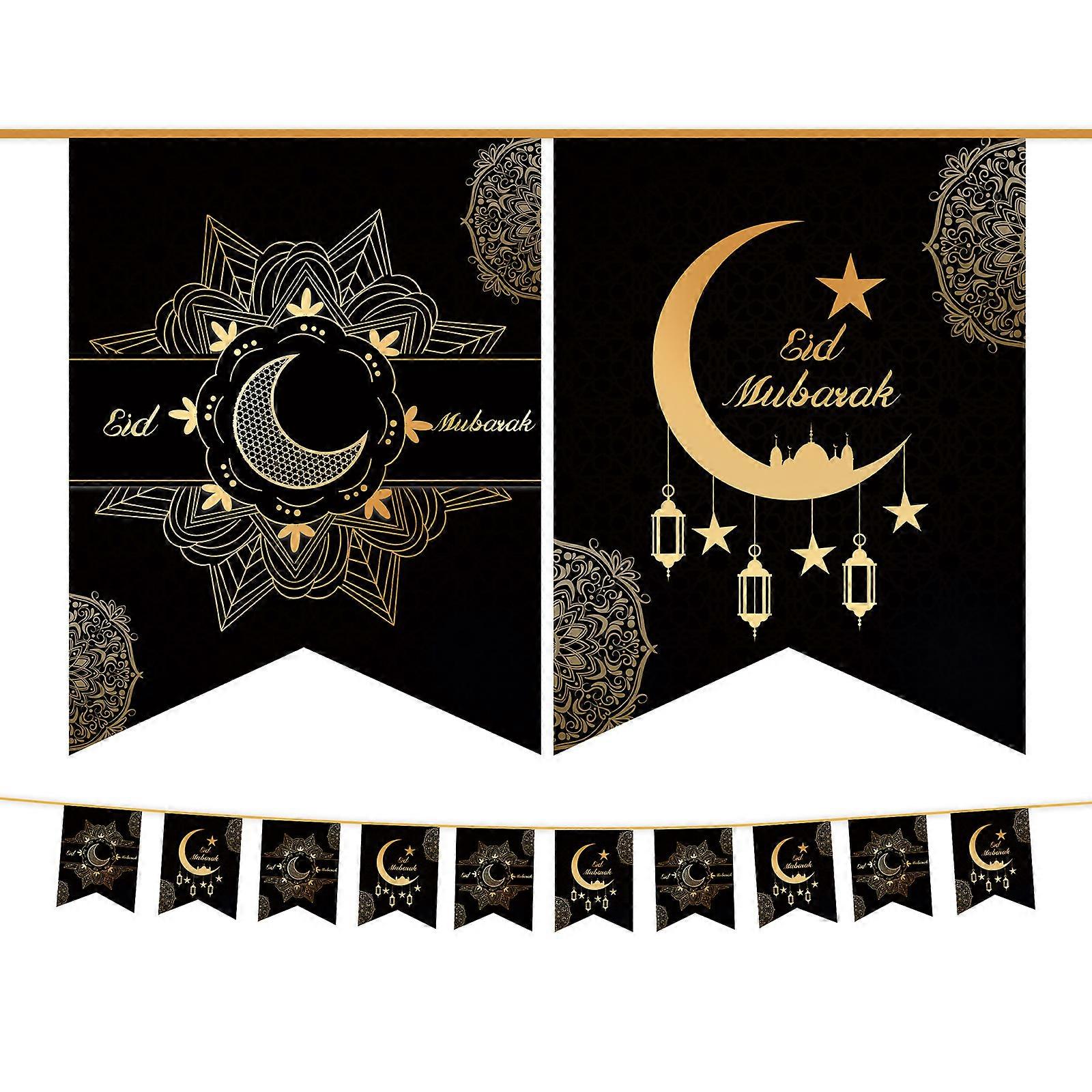 Juhlava Eid-ripustuslippu, kestävä ja vedenpitävä islamilainen juhlakoriste islamilaiseen festivaaliin Eid-bannerit, liput, moniväriset