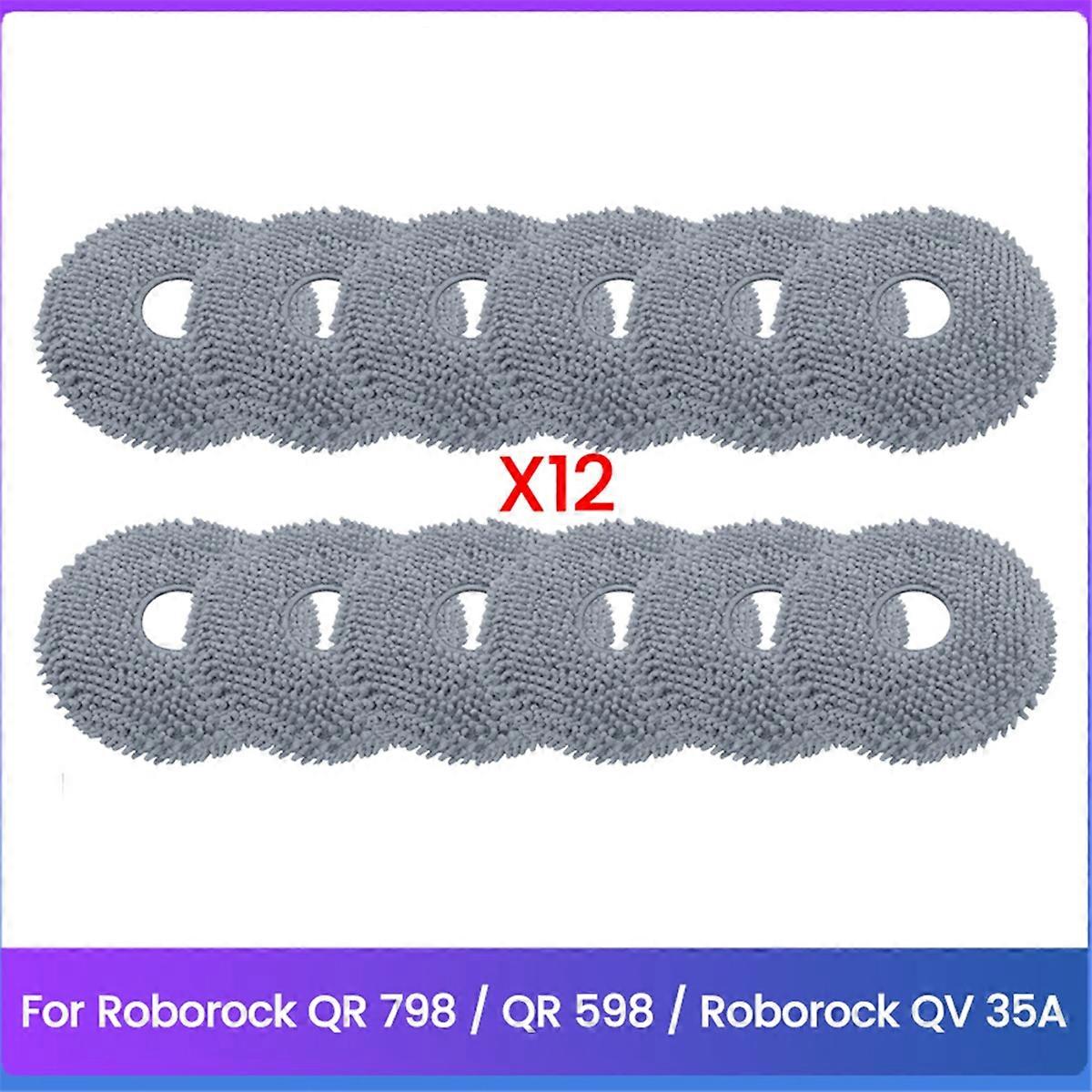12PCS Washable Mop Cloth Replacement Parts for Roborock QV 35A