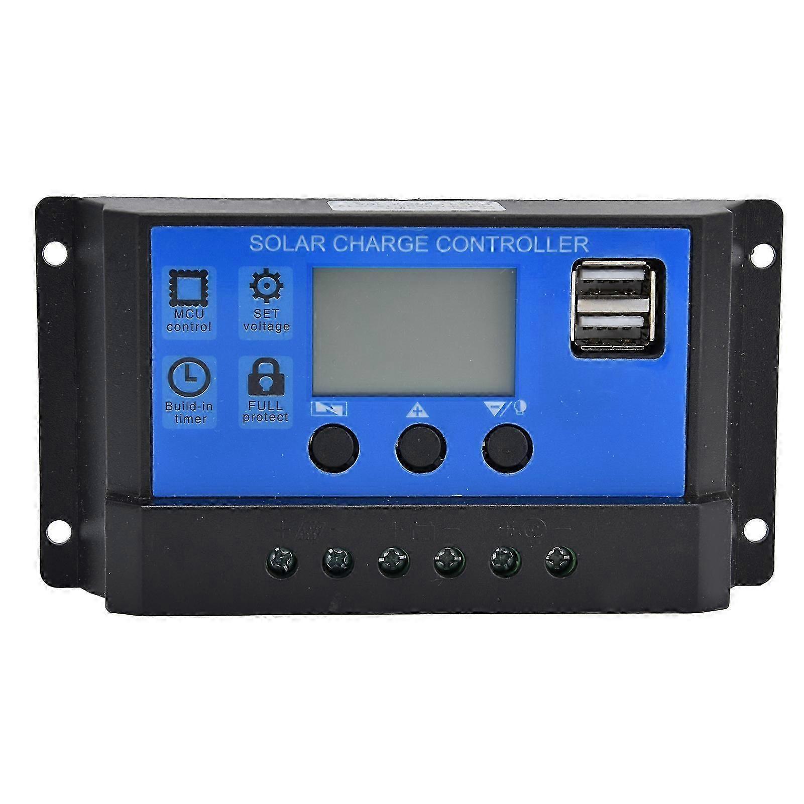 Solar Charge Controller LCD Display Dual USB Intelligent Control Regulator DC 12V24V10A