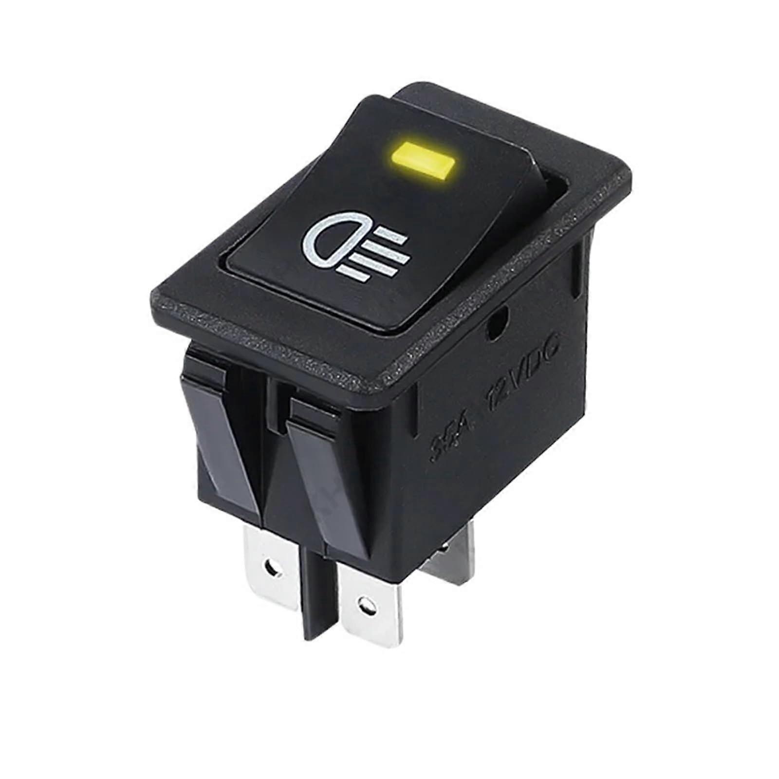 KCD4 Rocker Switch ON-OFF 2-Position, 4-Pin LED, 12V 35A Automotive Fog Lamp Switch, Yellow LED