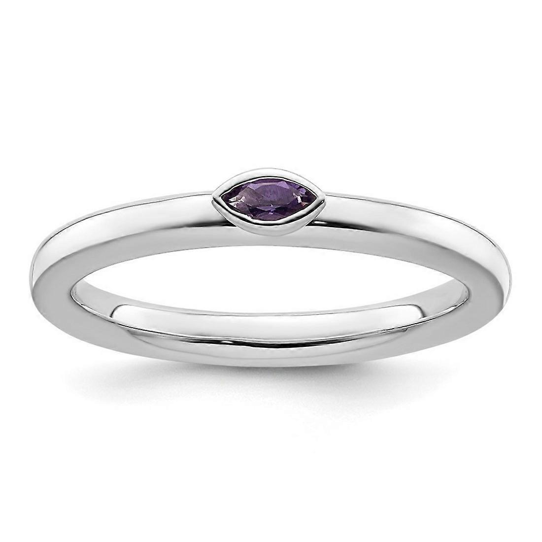 925 Sterling Silver Stackable Amethyst Ring-Stackable-Ring for Women - Ring Size: 5 to 10