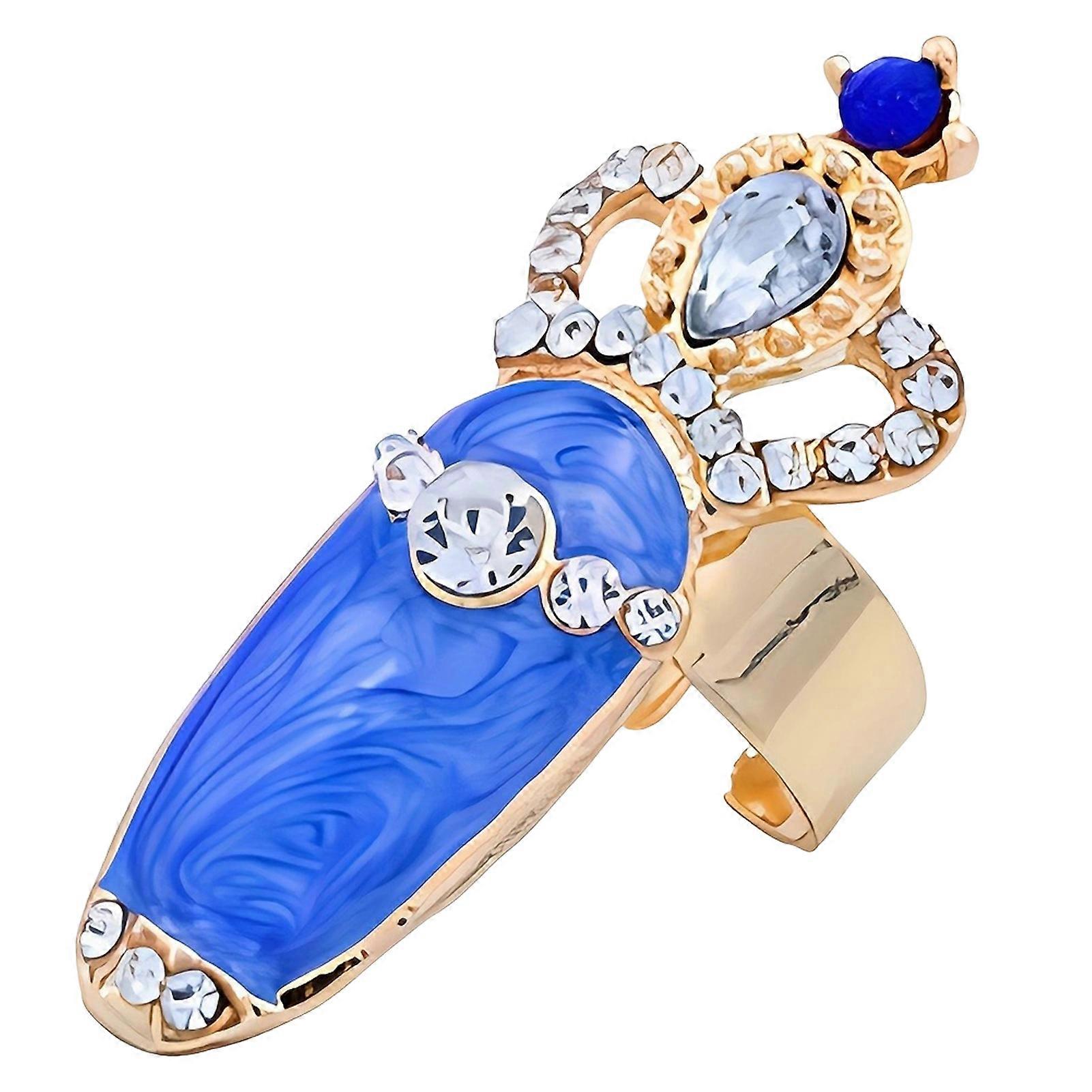 Women Knuckle Nail Open Ring Finger Decor Elegant Pattern Adjustable Ring