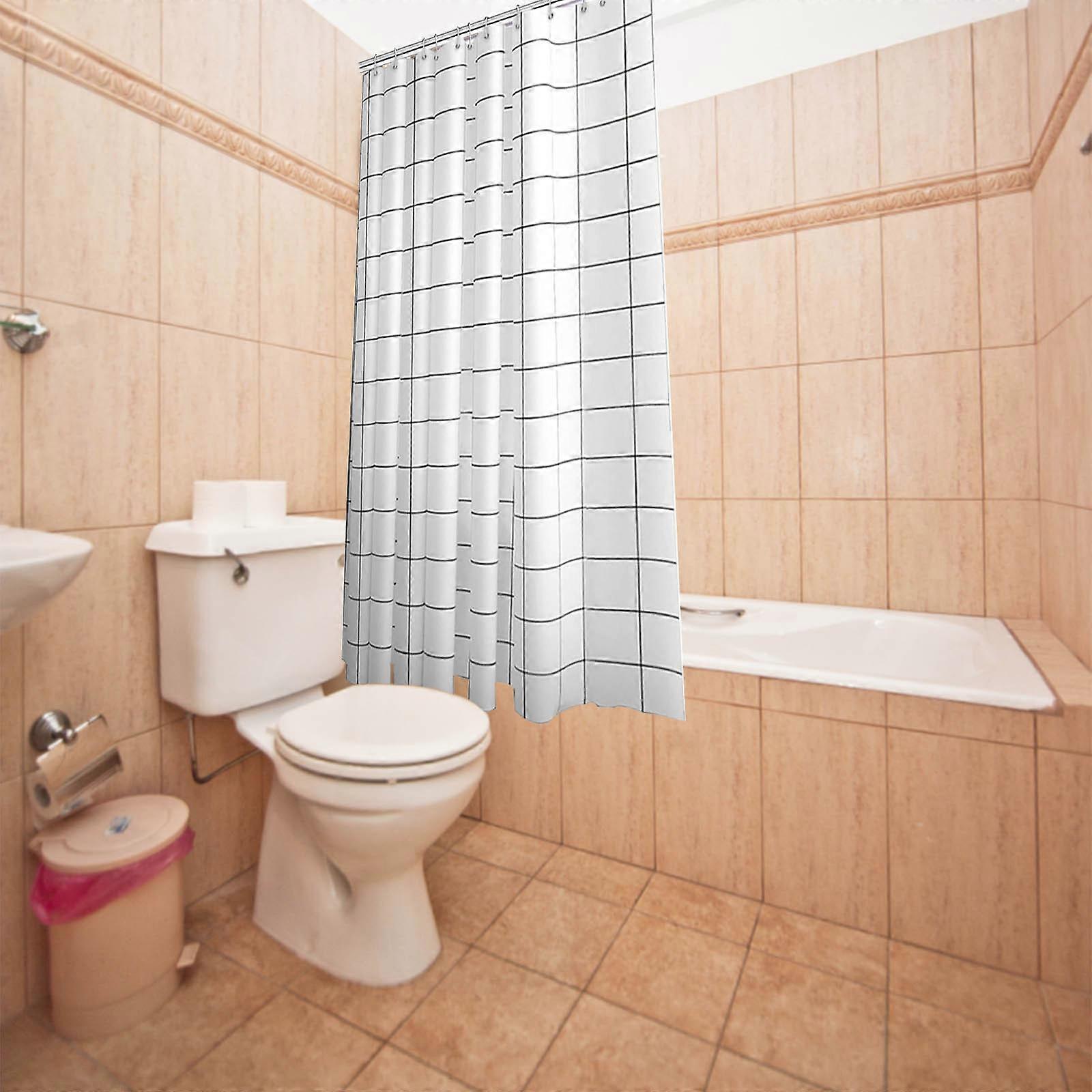 Modern White Lattice Thickened And Mildew-proof Partition Curtain Shower Curtain To Send Hook pp689