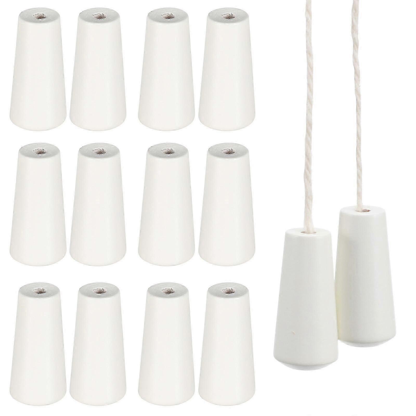 12 Pcs White Blinds Wood Cord Pull Blind Wood Cord Tassel Window Puller Wood Cord Knob