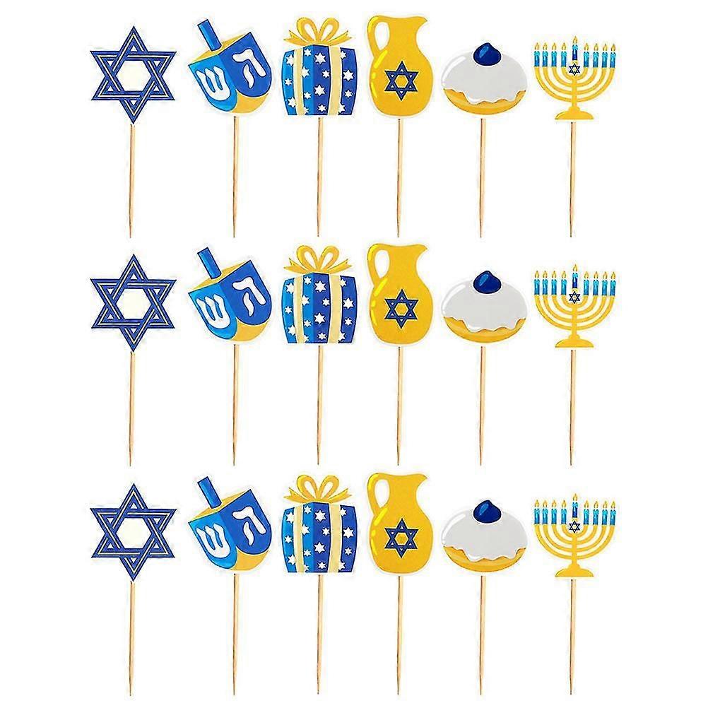 48pcs Hanukkah Cake Picks Cake Insert Picks Cake Decoration Cupcake Topper