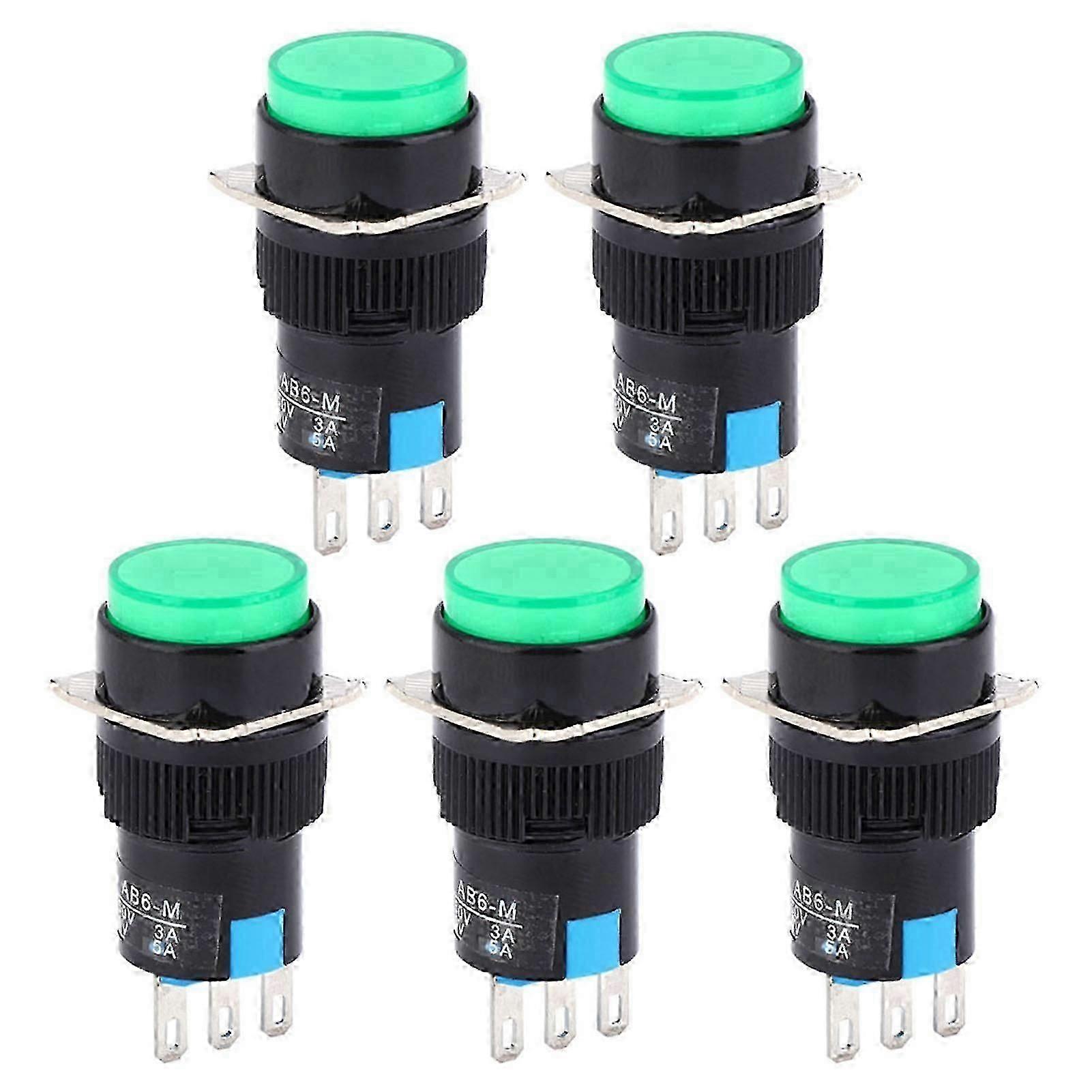 5PCS Momentary Push Button Switch LA16?11/AB6?M AC 250V 3A DC 30V 5A Round Button Switch