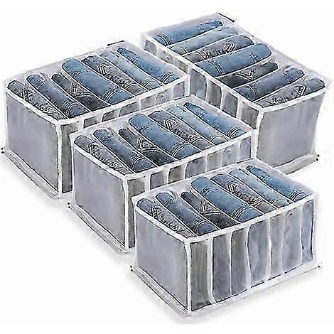 منظم الجينز ، منظم خزانة ملابس مكون من 4 قطع ، صندوق تخزين الجينز ، صندوق مقسم درج متماسك للسراويل ، الجينز ، السترات الصوفية ، القمصان ، البنطلونات ، القمصان والقمصان