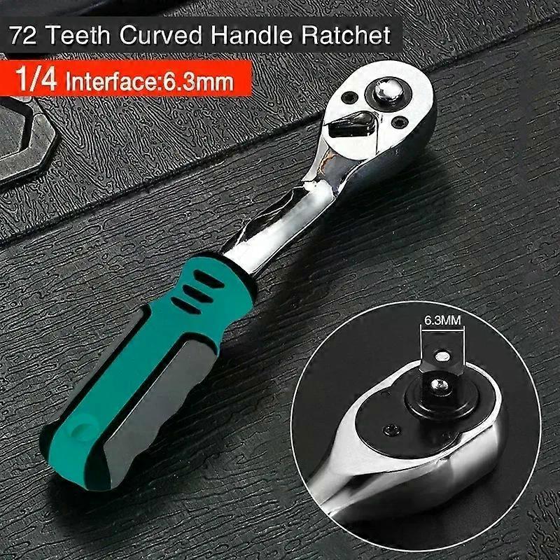 72 Teeth Ratcheting Socket Wrench Car Repair Socket Wrench Set Diy Workshop Quick Release Reversible Ratchet curved Handle Tools