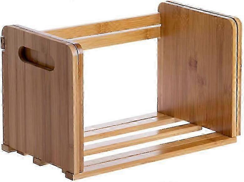Bamboo Desktop Bookshelf Adjustable Storage Organizer Display Shelf Rack,Countertop Platforms, Book Stands Shelves - q37/YY--