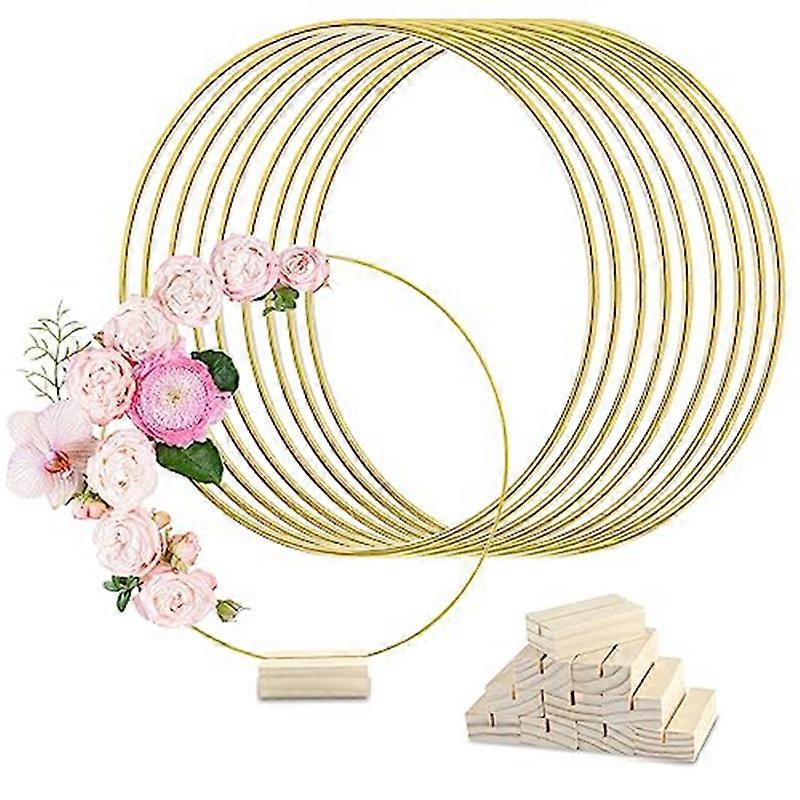 10Pcs 12In Metal Floral Hoop Centerpiece with Stand