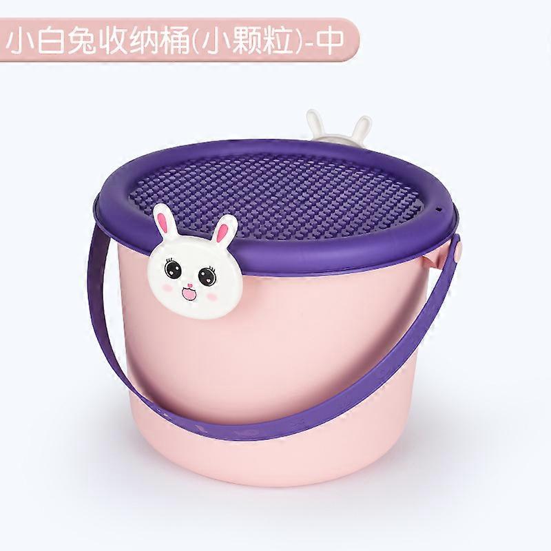 دلو تخزين مع مقبض وغطاء حبيبي سلة منظم لعبة حمام لطيف للمنزل السفر الشاطئ