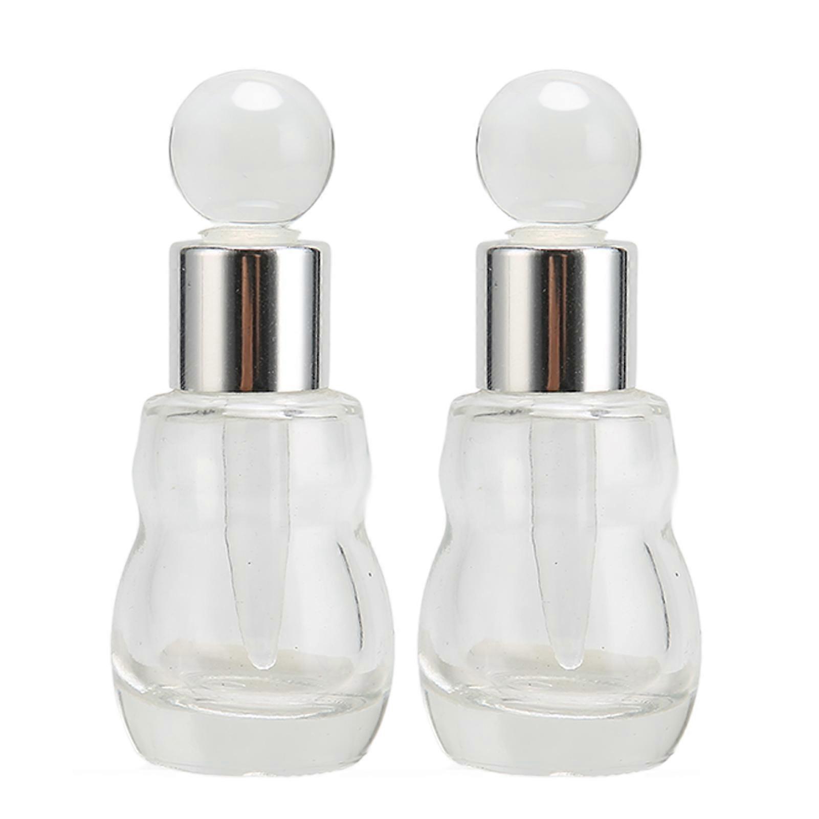 2pcs Glass Perfume Bottle Portable Refillable Empty Bottle with Drop Rod 8ml Silver Cover