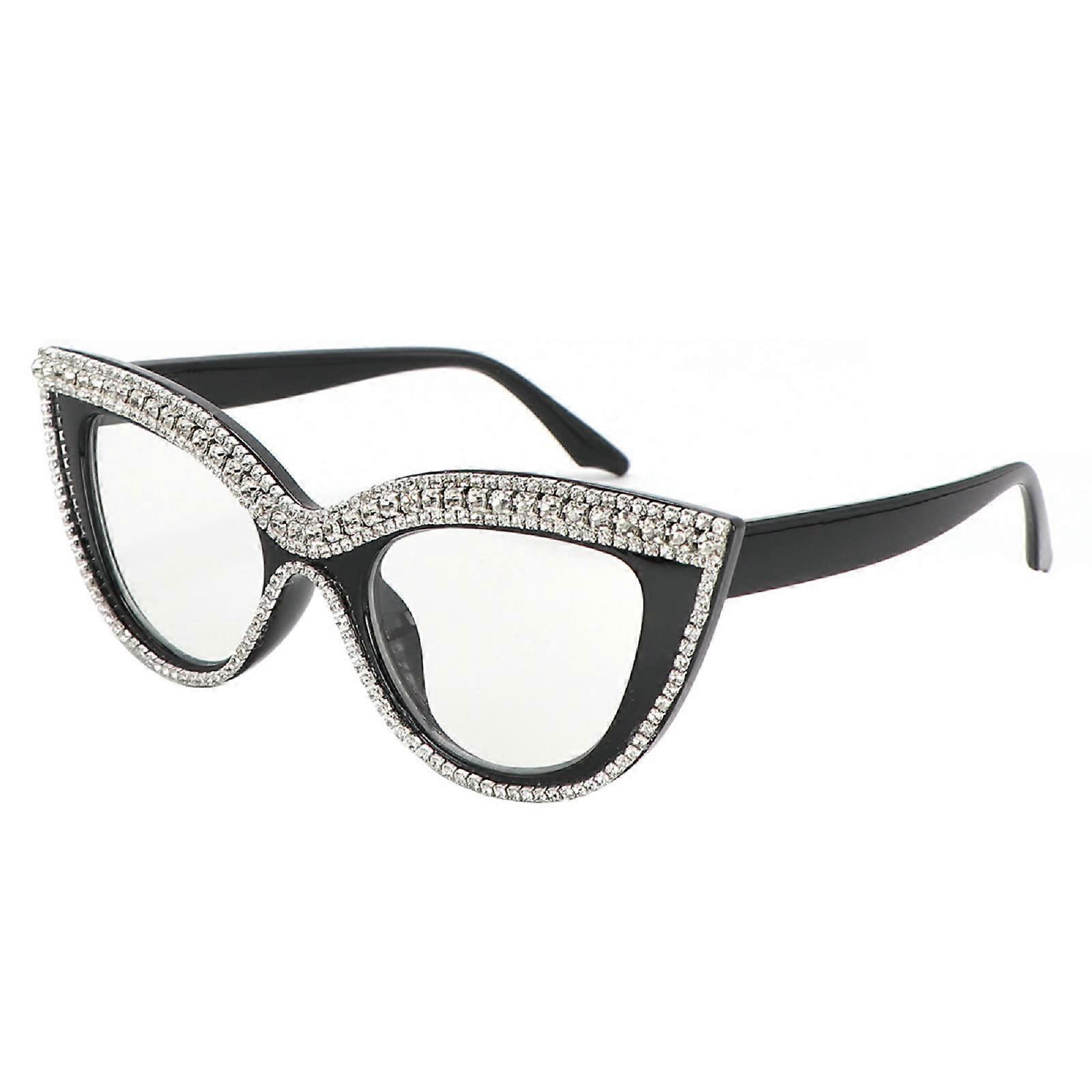 Womens Luxurious Colorful Rhinestone Cat Eye Reading Glasses Blue light blocking Reader Computer Eyeglass Frame