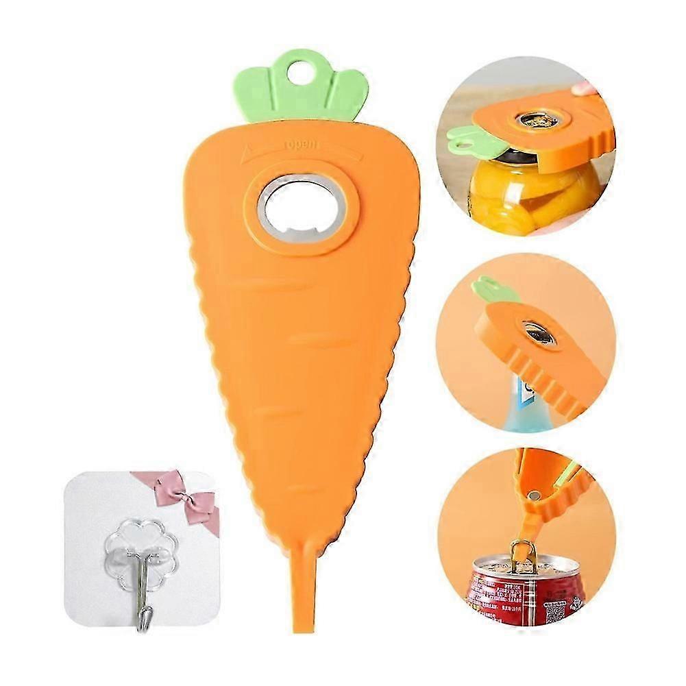 Lid Opener Cartoon Carrot Corkscrew Non-slip With Magnet Hangable Multi-Purpose Practical Kitchens Bar Supplies