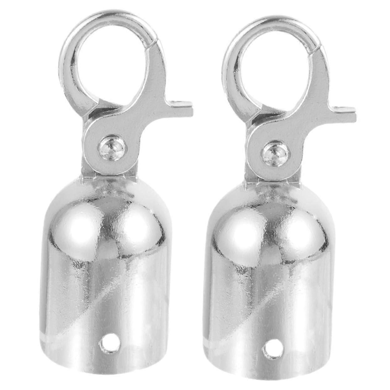 2pcs Concierge Railing Hook Rope End Fastener Cord End Cap Aluminum Alloy Silver