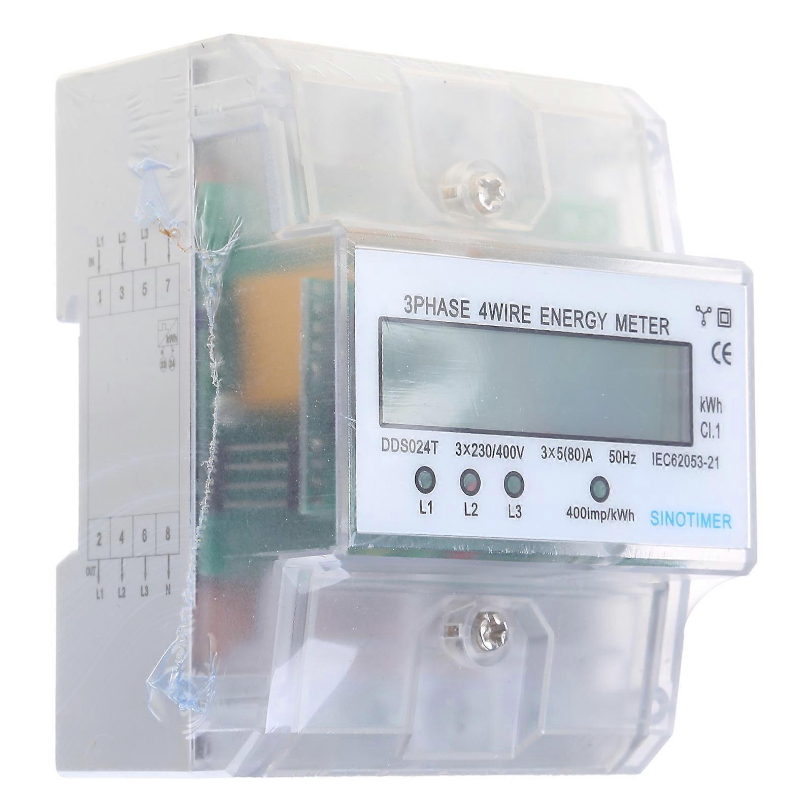 Advanced Three Phase Power Meter with LCD Back light 380V Electricity Meter Clear Cover Suitable for Energy Monitoring