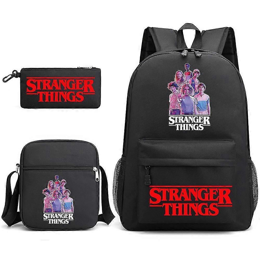 Stranger Things -reppu Kolmiosainen setti Opiskelijan koululaukku Canvas-laukku Y