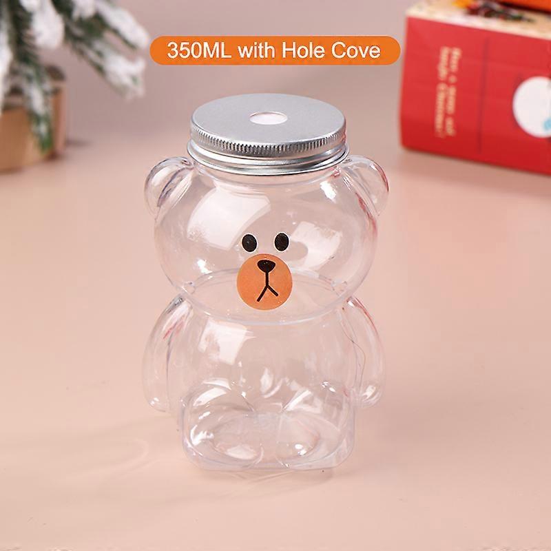 Cute Christmas Bear Water Bottles Transparent Juicing Beverage Drink Bottle Milk Tea Bottle Coffee Juice Portable Drinking Cup