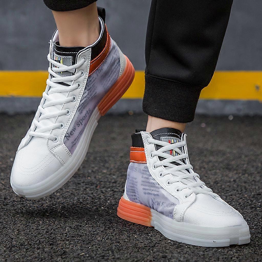 LR Men's High-Top Color Matching Crystal Soles Casual Breathable Canvas Shoes